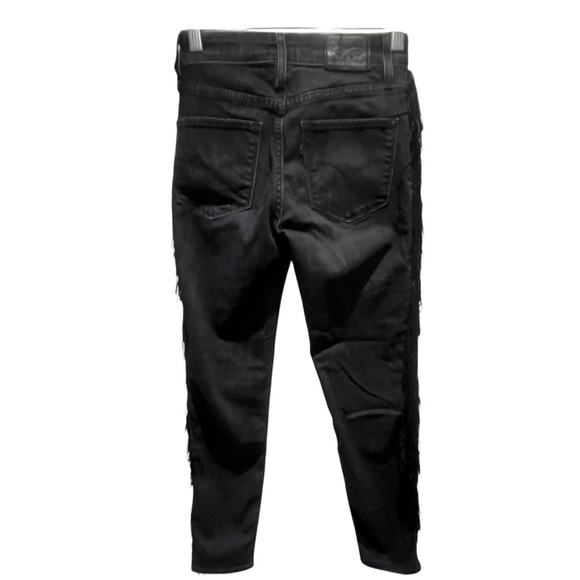 Levi's Limited 721 Fringe-Trim Skinny Ankle Jeans Black womens Size 24 - Picture 5 of 11